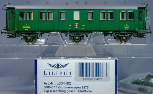 Liliput 334482 H0 Personenwagen Typ B, geschlossene Plattform, 2.Kl. der SBB