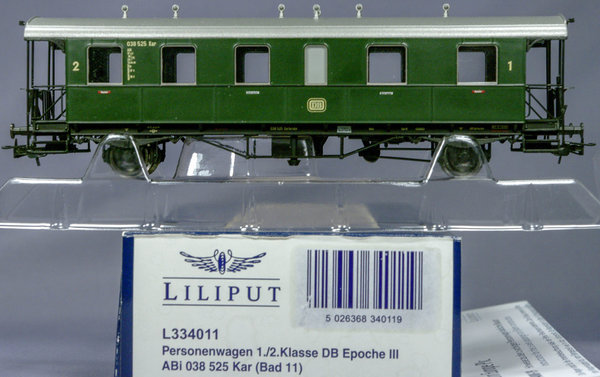 Liliput 334011 H0 Personenwagen 1./2. KL der DB EX BAD 11. Epoche III. DC - System.