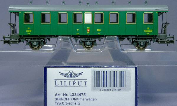 Liliput 334475 H0 Personenwagen Typ C, offene Plattform, 3.Kl. der SBB