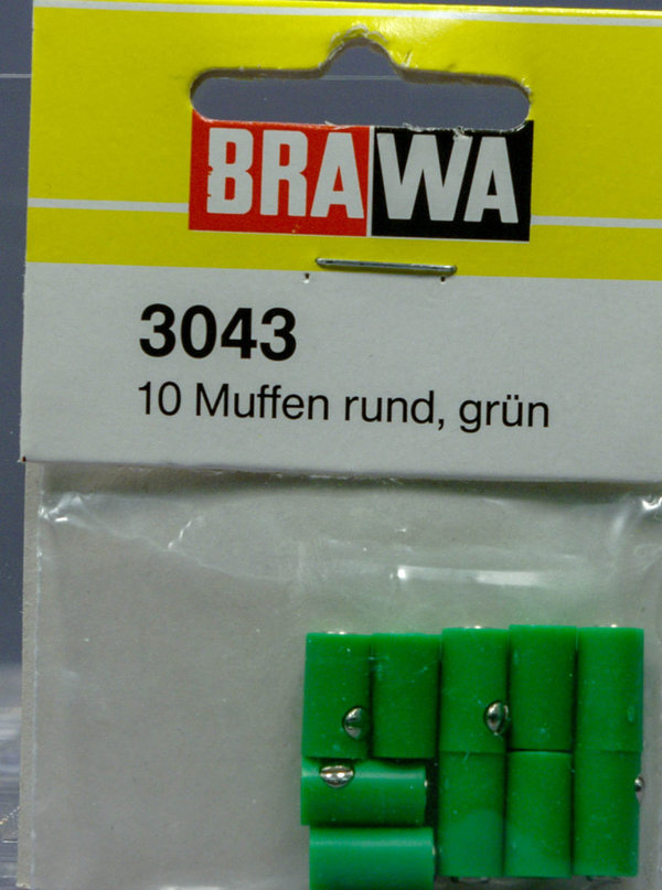 Brawa 3043 Muffen rund, ∅ 2,5 mm, grün. 10-Stück Packung.