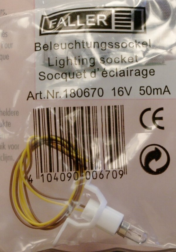 Faller 180670 H0 / N Beleuchtungssockel mit Qualitäts­birne, 12-16 V