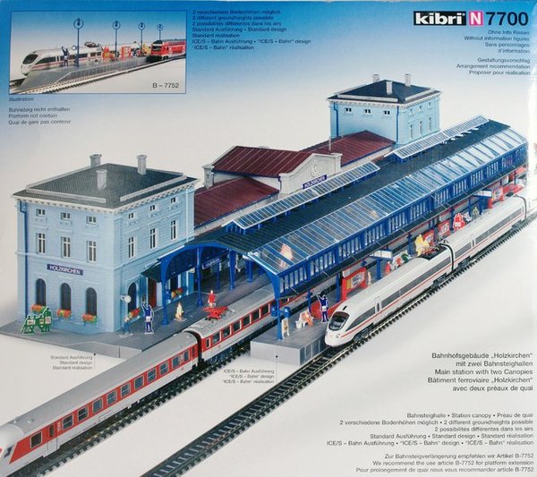 Kibri 7700 N - Bahnhof Holzkirchen mit 2 Bahnsteighallen,Bestehend aus Kibri 7701 und 2x Kibri 7750.