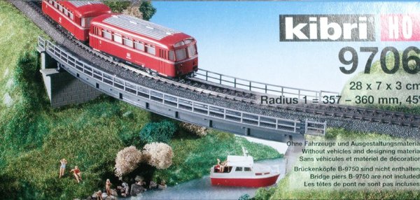 Kibri 9706 H0 - Stahlträgerbrücke gebogen. Bausatz in 1/87.