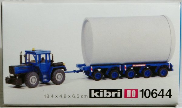Kibri 10644 H0 MB Trac mit 5-achs Schwerlastanhänger + Ladegut. Bausatz in 1/87.
