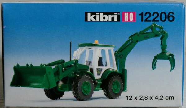 Kibri 12206 H0 Traktor JCB mit Heckgreifer. Bausatz in 1/87.