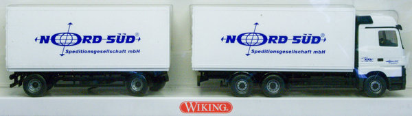 Wiking 059905 H0 MB Actros Festkoffer-Lastzug "Nord-Süd"