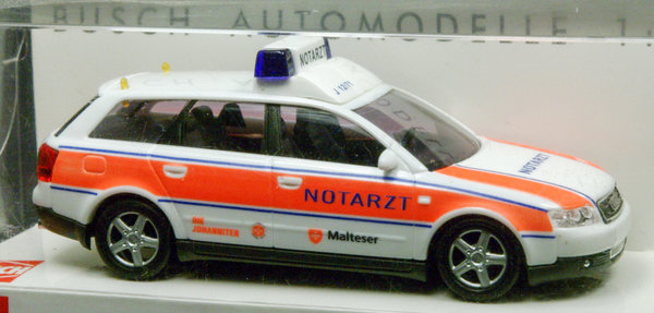 Busch 49259 H0. Audi A 4 Avant "Notarzt Malteser/Johanniter"