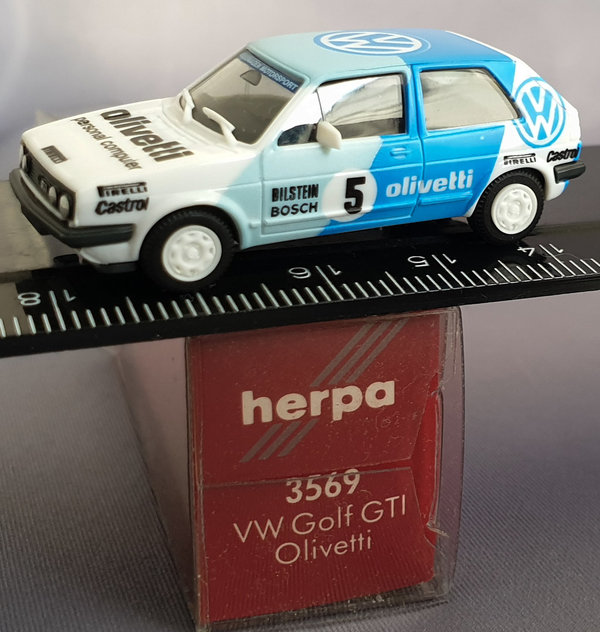 Herpa 3569 H0 VW Golf II GTI Rallye 1987 "Olivetti"