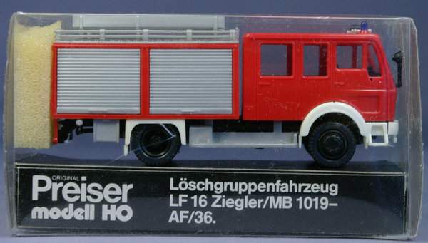 Preiser 1129 H0 Mercedes 1019 AF/36 Löschgruppenfahrzeug LF16 Ziegler
