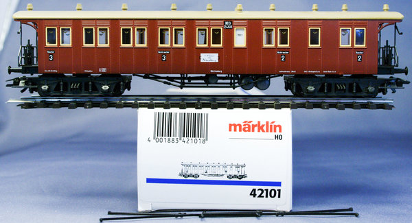 Märklin 42101 H0 Schnellzug-Plattformwagen BCCi der K.W.St.E. 2. und 3. Klasse.