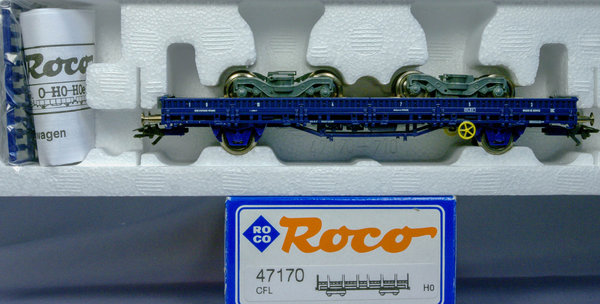 Roco 47170 H0 Rungenwagen der CFL mit Drehgestellen als Ladung. Mit AC-Radsätzen.