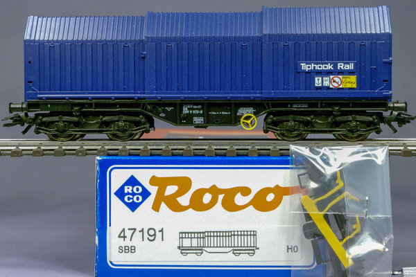 Roco 47191 H0 Teleskophauben-wagen "Tiphook Rail" Shimms der SBB. AC-Radsätze