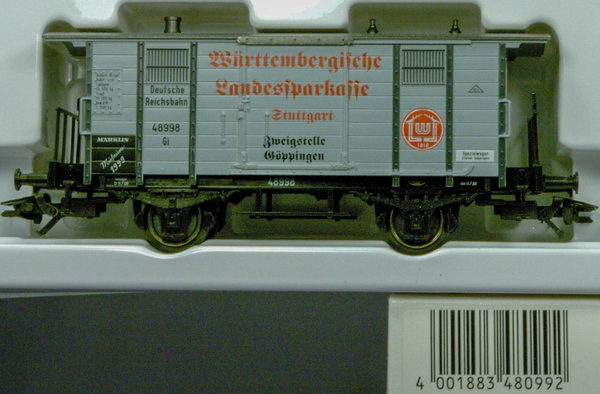 Märklin 48099 H0 Museumswagen 1999 - "Württembergische Landessparkasse Stuttgart" mit rotem Oldtimer