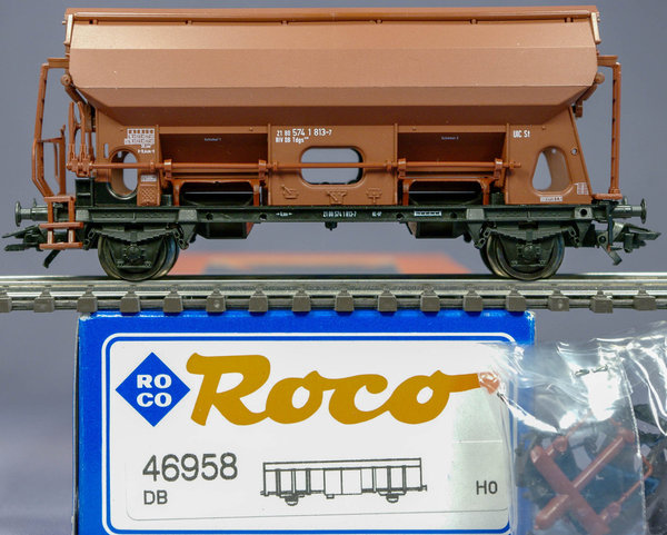 Roco 46958 H0 Selbstentladewagen mit Schwenkdach, Tdgs930 der DB. Epoche IV. AC - Radsätze(Märklin)