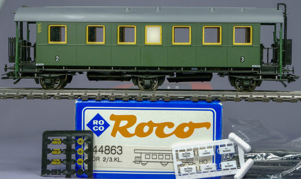 Roco 44863 H0 Dreiachsiger Personenwagen 2./3. Klasse BC3i der DRG. DC - Speichenradsätze(2- Leiter)