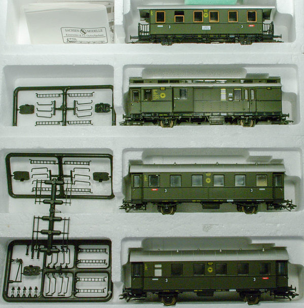 Sachsenmodelle 14007 H0 Nebenbahnwagen-Set der DRG 4 - teilig. AC - Radsätze(Märklin System)