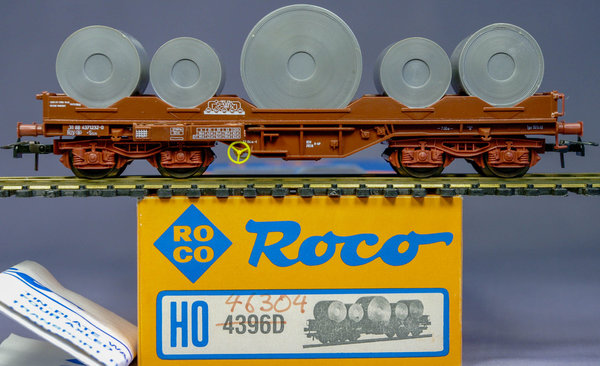 Roco 4396D H0 Schwerlastwagen Shis der SNCB für den Blechrollentransport. AC-Radsätze(für Märklin)