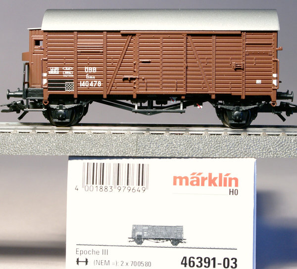 Märklin 46391 H0 Güterwagen-Set der ÖBB aus fünf Epoche III Wagen.