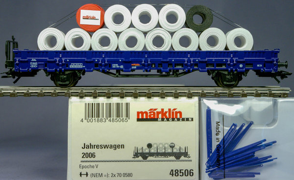 Märklin H0 48506, Märklin Magazin Jahreswagen 2006. Rungenwagen mit Druckpapierrollen beladen.