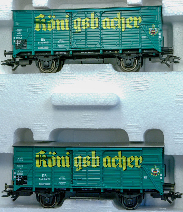 Märklin 48781 H0 Wagen-Set Königsbacher. Drei gedeckte Güterwagen G 10 der DB, Epoche III.