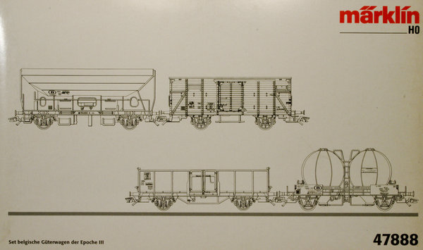 Märklin 47888 H0 Güterwagen-Set der NMBS/SNCB in der Epoche III. Set mit 4  verschiedene Wagen.
