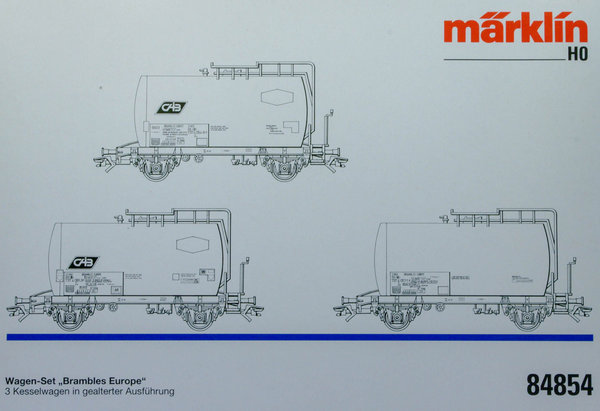 Märklin 84854 3er-Set Kesselwagen der SNCB in gealterter Ausführung. Aufschrift "CAB"