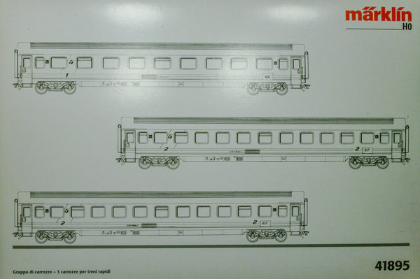 Märklin 41895 Schnellzugwagen-Set der FS aus drei Wagen. AC - Modell. Epoche V.