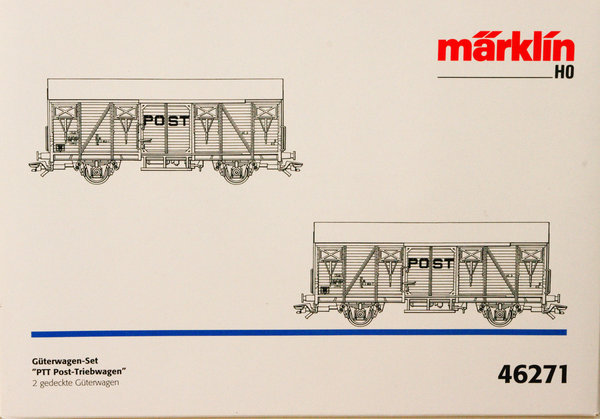 Märklin 46271 H0 Güterwagen-Set "PTT Post-Triebwagen" 2 gedeckte Güterwagen Gs der NS.
