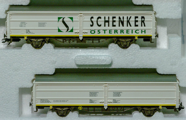 Märklin 47348 H0 Doppel-Schiebewandwagen der ÖBB, 2 tlg. Aufschrift "SCHENKER ÖSTERREICH"
