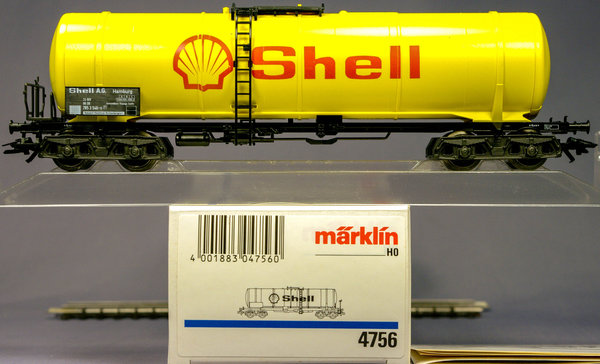 Märklin 4756 H0 Kesselwagen "Shell" eingestellt bei der DB mit Bremserbüne. AC Modell. NEU mit OVP