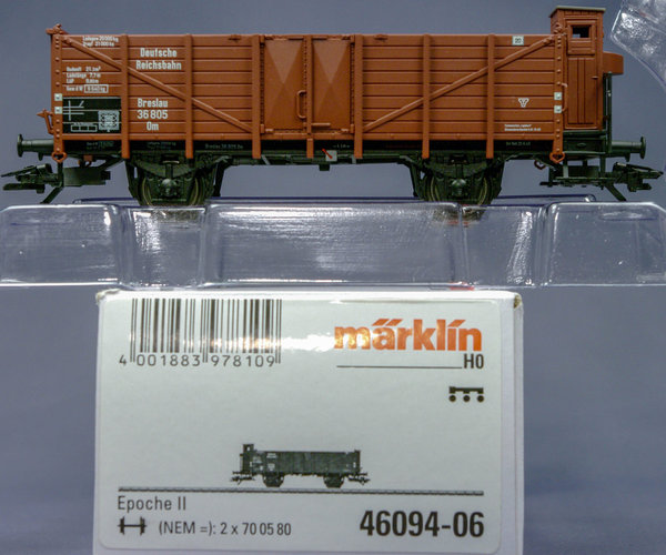Märklin 46094-06 H0 Offener Güterwagen Breslau Bauart Om mit Bremserhaus. Epoche II.