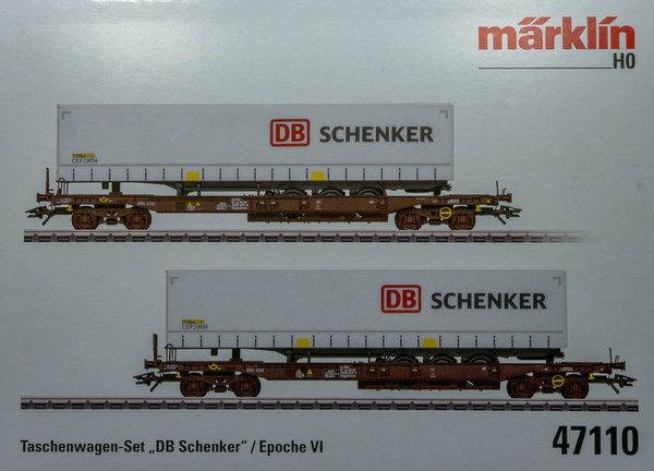 Märklin 47110 H0 Taschenwagen-Set Sdgmns der Rail Cargo Austria. Mit Sattelanhängern "DB Schenker"