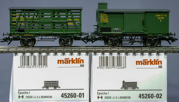 Märklin 45260 H0 Set mit 2 Güterwagen der K.Bay.Sts.B. Epoche I.