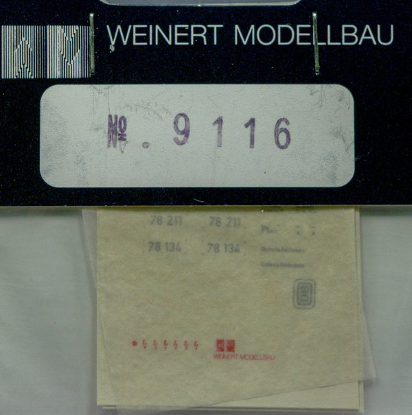 Weinert Modellbau 9116 H0 Schiebebildersatz für die Baureihe 78.0-5